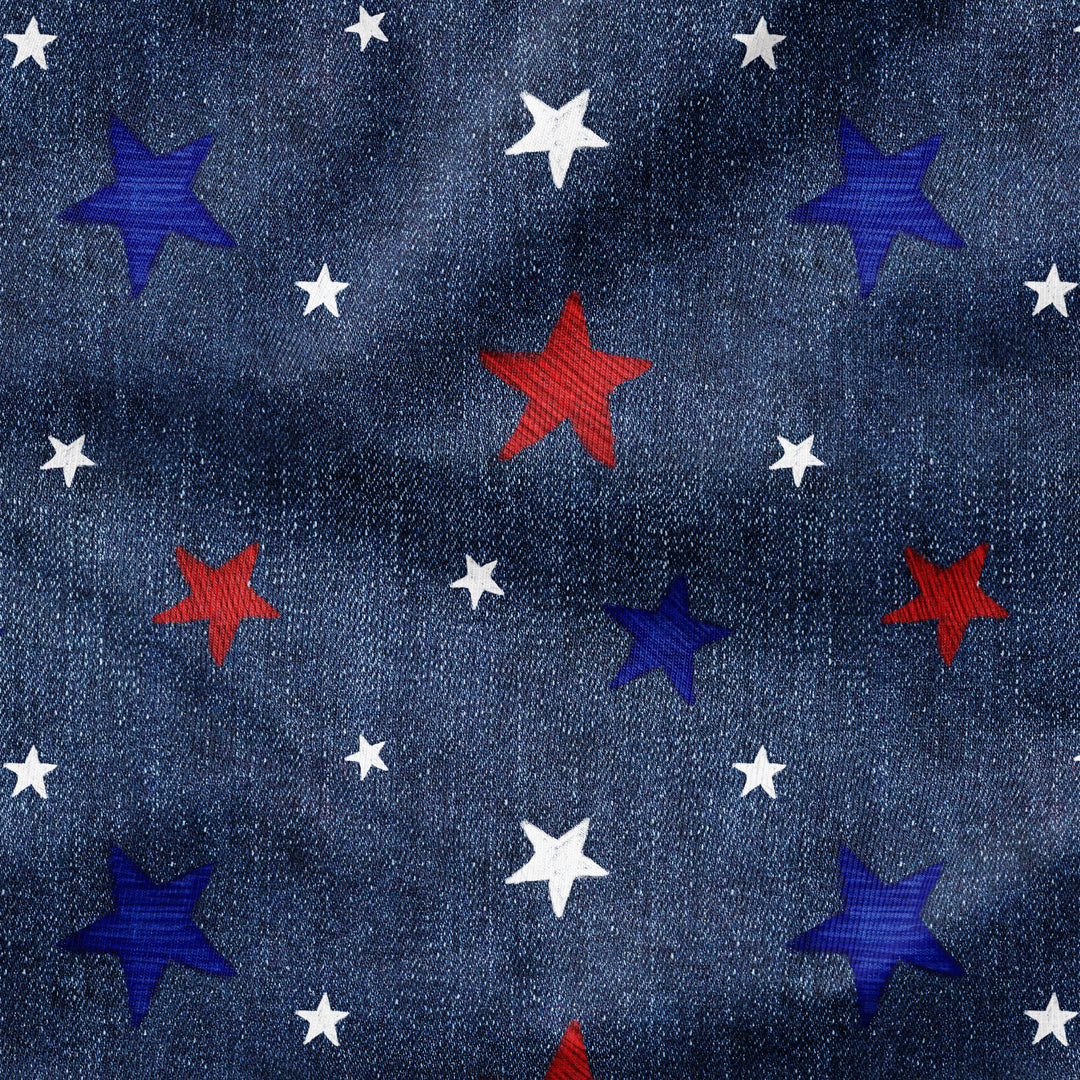 FAUX DENIM PATRIOTIC STARS