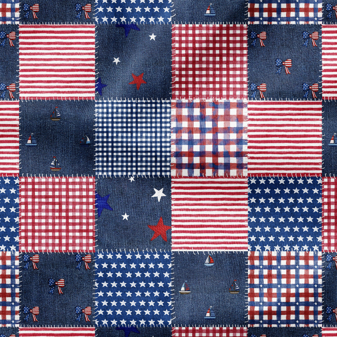 FAUX DENIM PATRIOTIC PATCHWORK