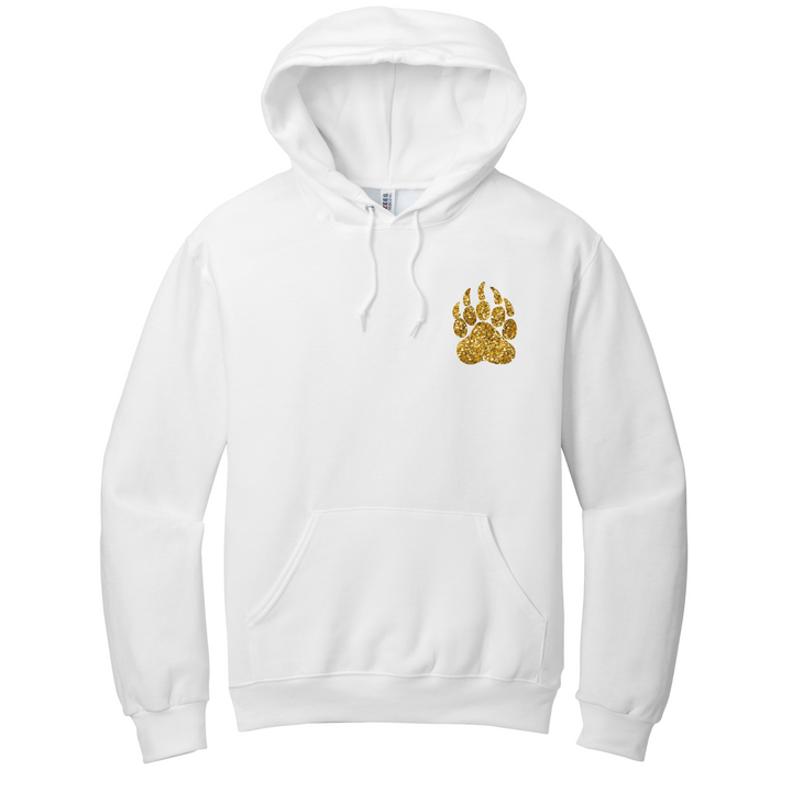HOODIE : GOLD GLITTER PAW/NR VARSITY