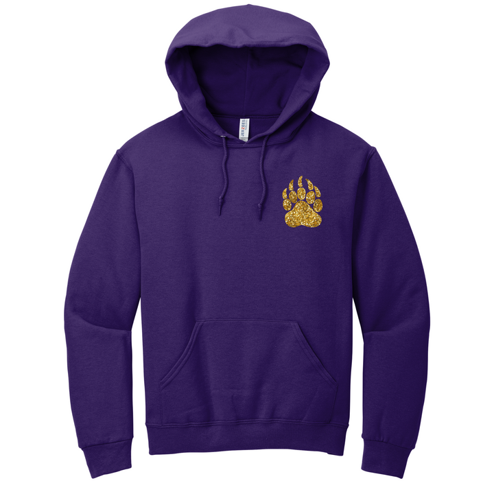 HOODIE : GOLD GLITTER PAW/NR VARSITY