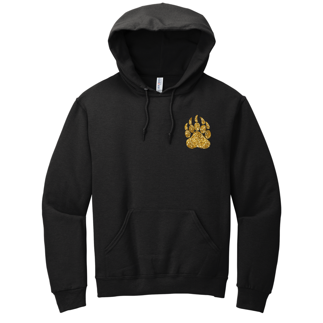 HOODIE : GOLD GLITTER PAW/NR VARSITY