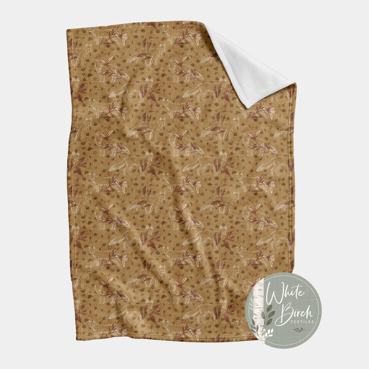 FLORAL SKETCH FOX FINISHED BLANKET