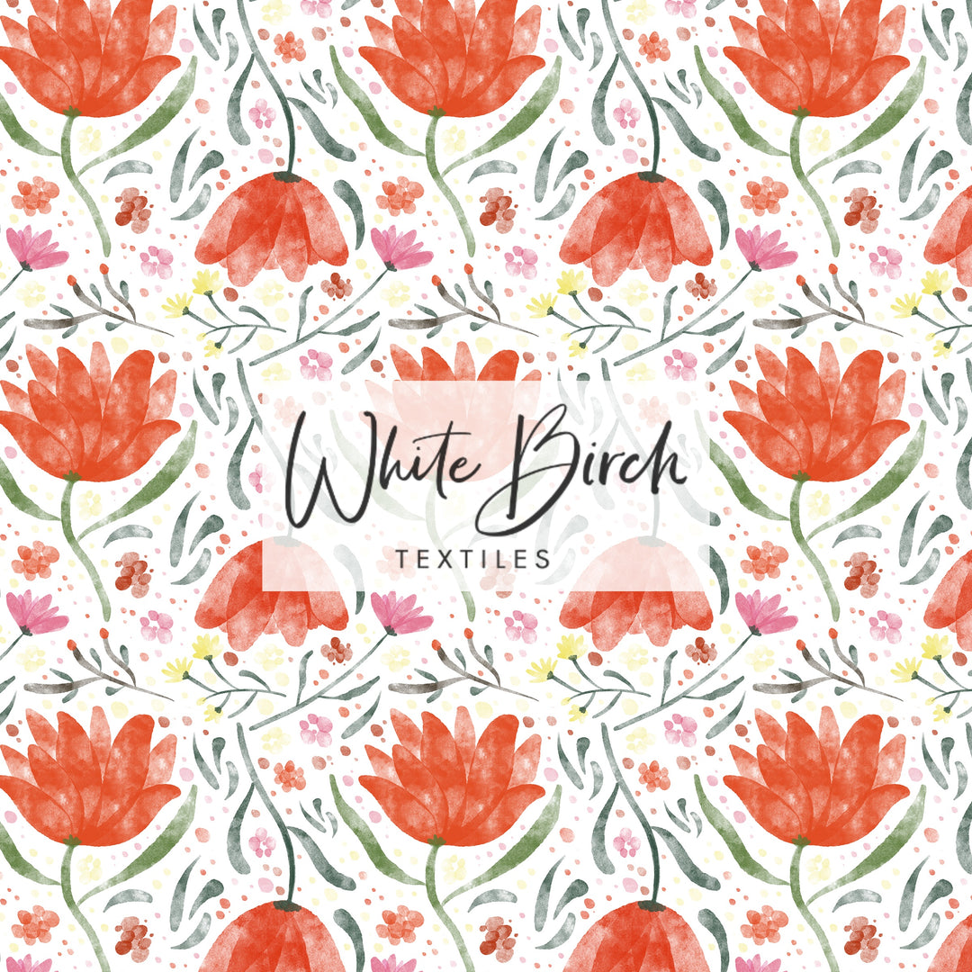 WATER COLOR RED FLORAL