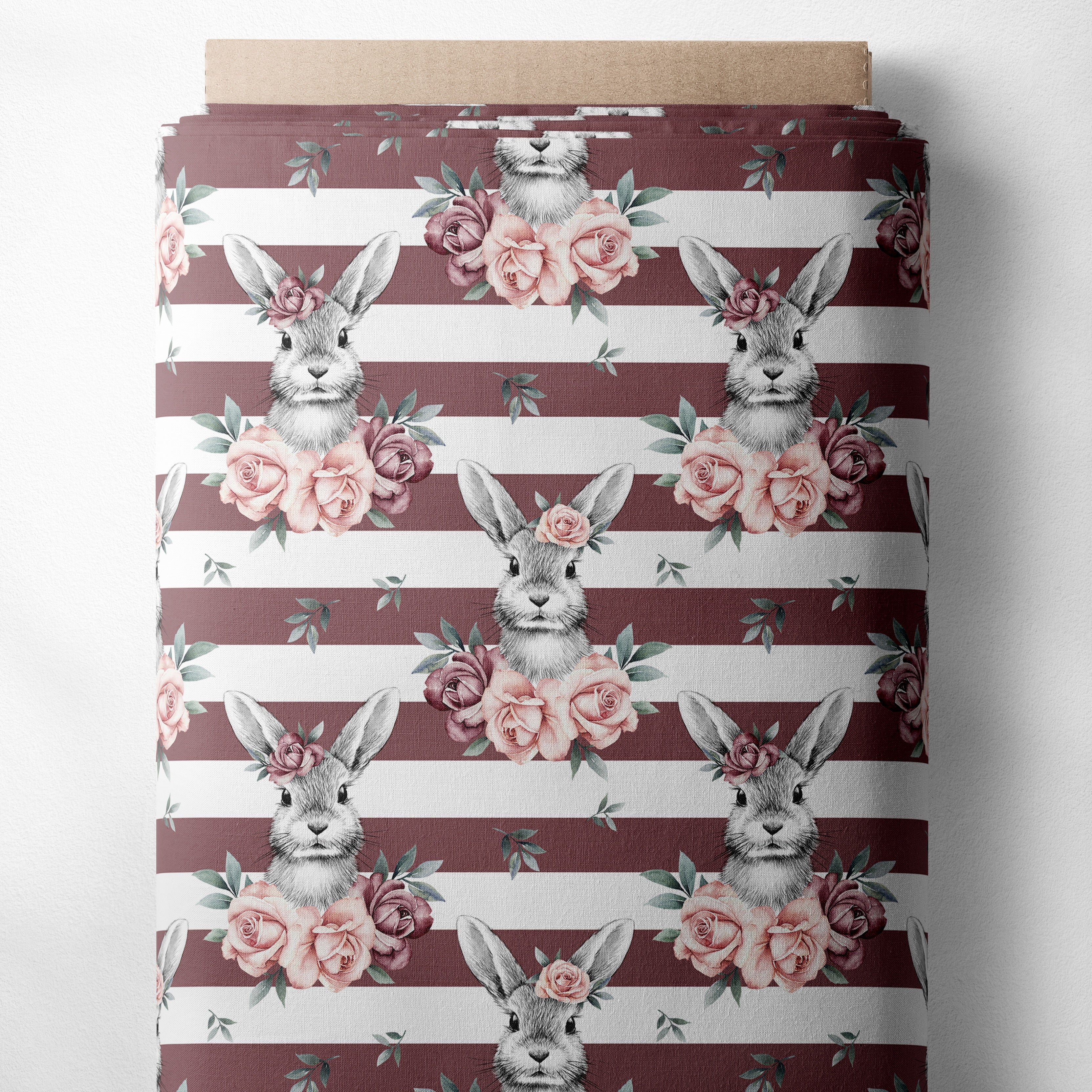 ROSIE RABBIT (OLD ROSE STRIPE) – White Birch Textiles