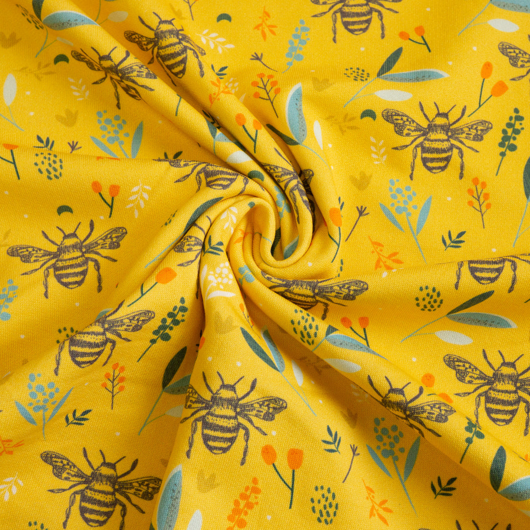SPRING BUMBLE BEE (YELLOW) - COTTON FRENCH TERRY