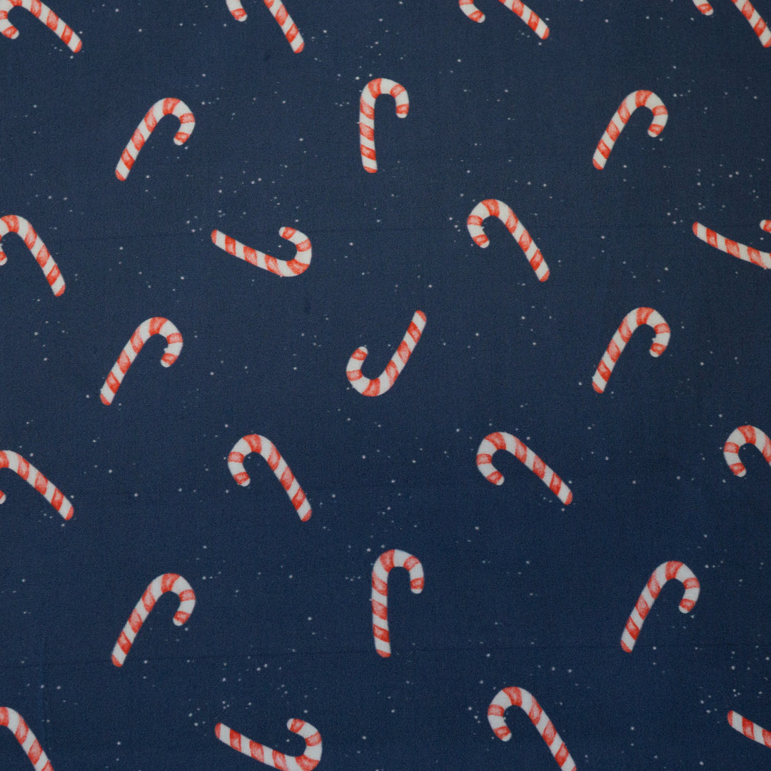 CANDY CANES (NAVY) - ORGANIC COTTON POPLIN