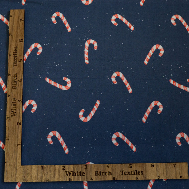 CANDY CANES (NAVY) - ORGANIC COTTON POPLIN