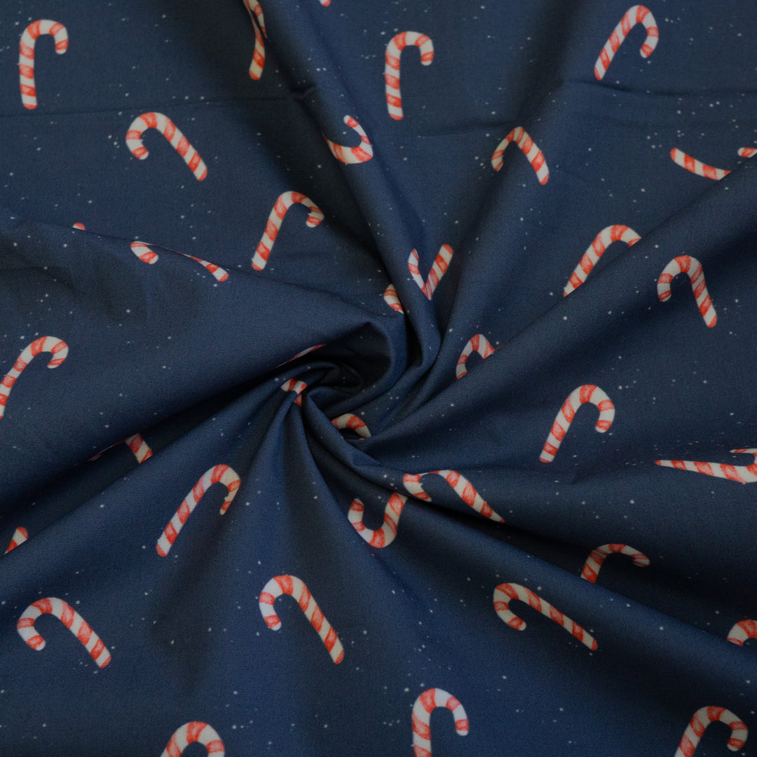 CANDY CANES (NAVY) - ORGANIC COTTON POPLIN