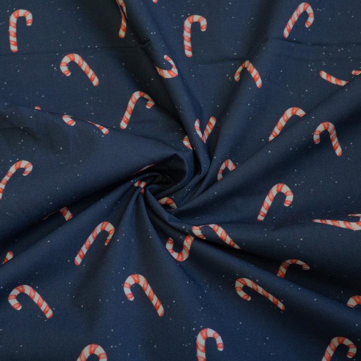 CANDY CANES (NAVY) - ORGANIC COTTON POPLIN