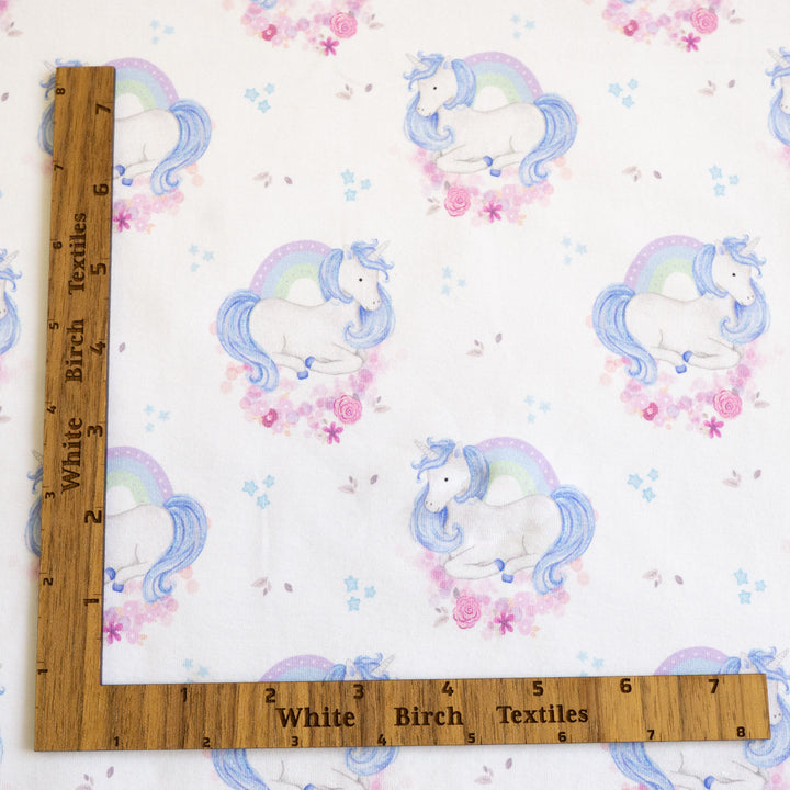 RAINBOW FLORAL UNICORN (BLUE) - COTTON SPANDEX