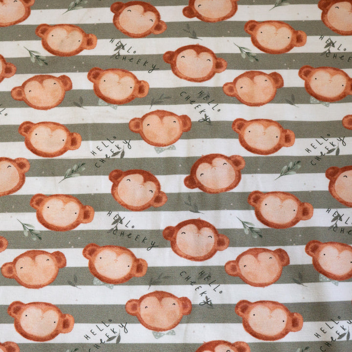 CHEEKY MONKEY (KAHKI STRIPE) - ORGANIC COTTON SPANDEX
