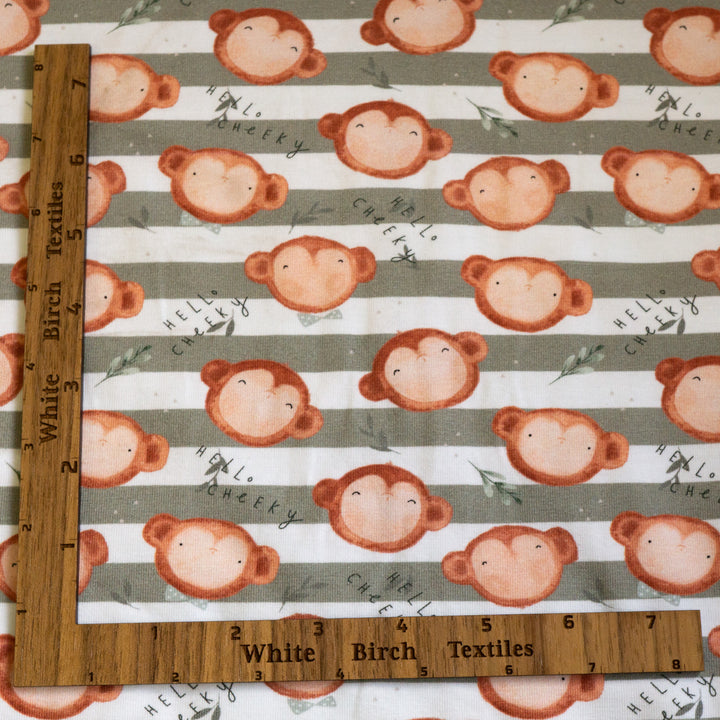 CHEEKY MONKEY (KAHKI STRIPE) - ORGANIC COTTON SPANDEX