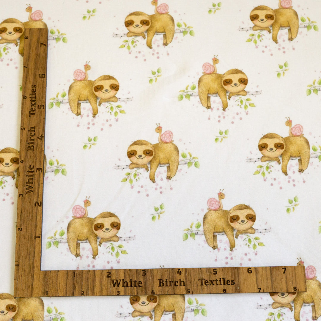 SLEEPY SLOTH & SNAIL (PINK DOTS) - COTTON SPANDEX