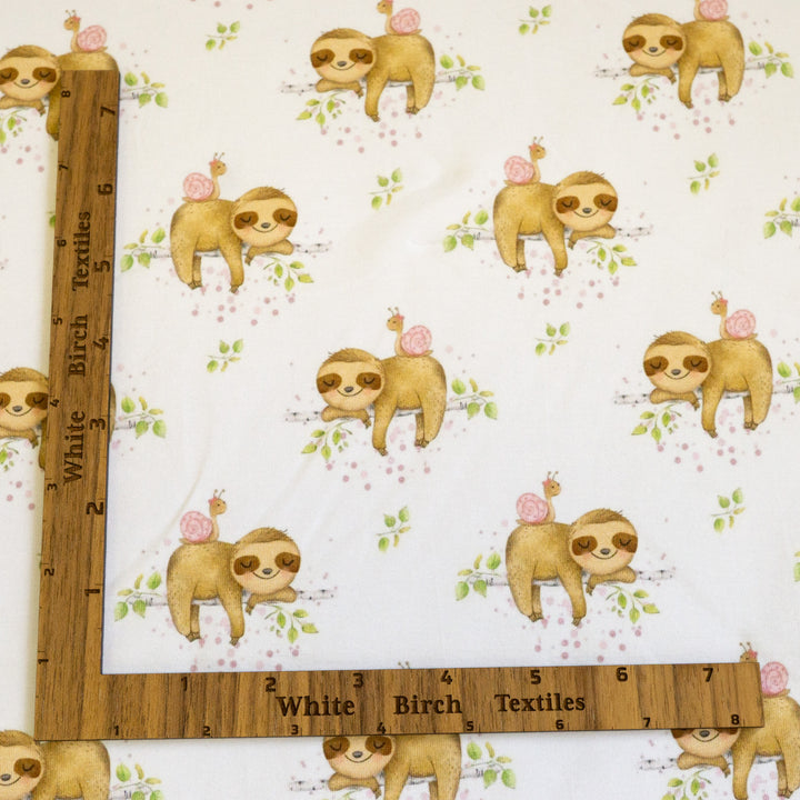 SLEEPY SLOTH & SNAIL (PINK DOTS) - COTTON SPANDEX