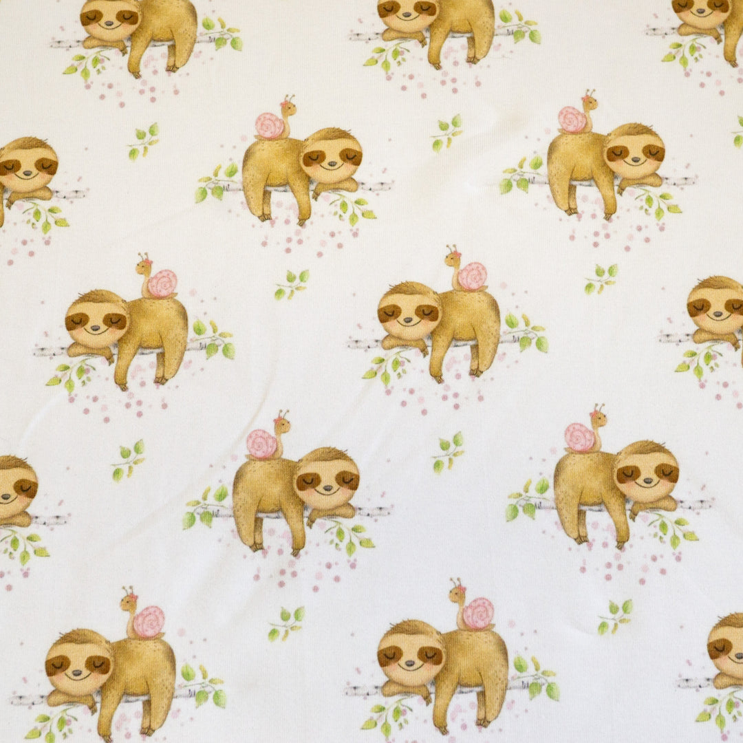 SLEEPY SLOTH & SNAIL (PINK DOTS) - COTTON SPANDEX