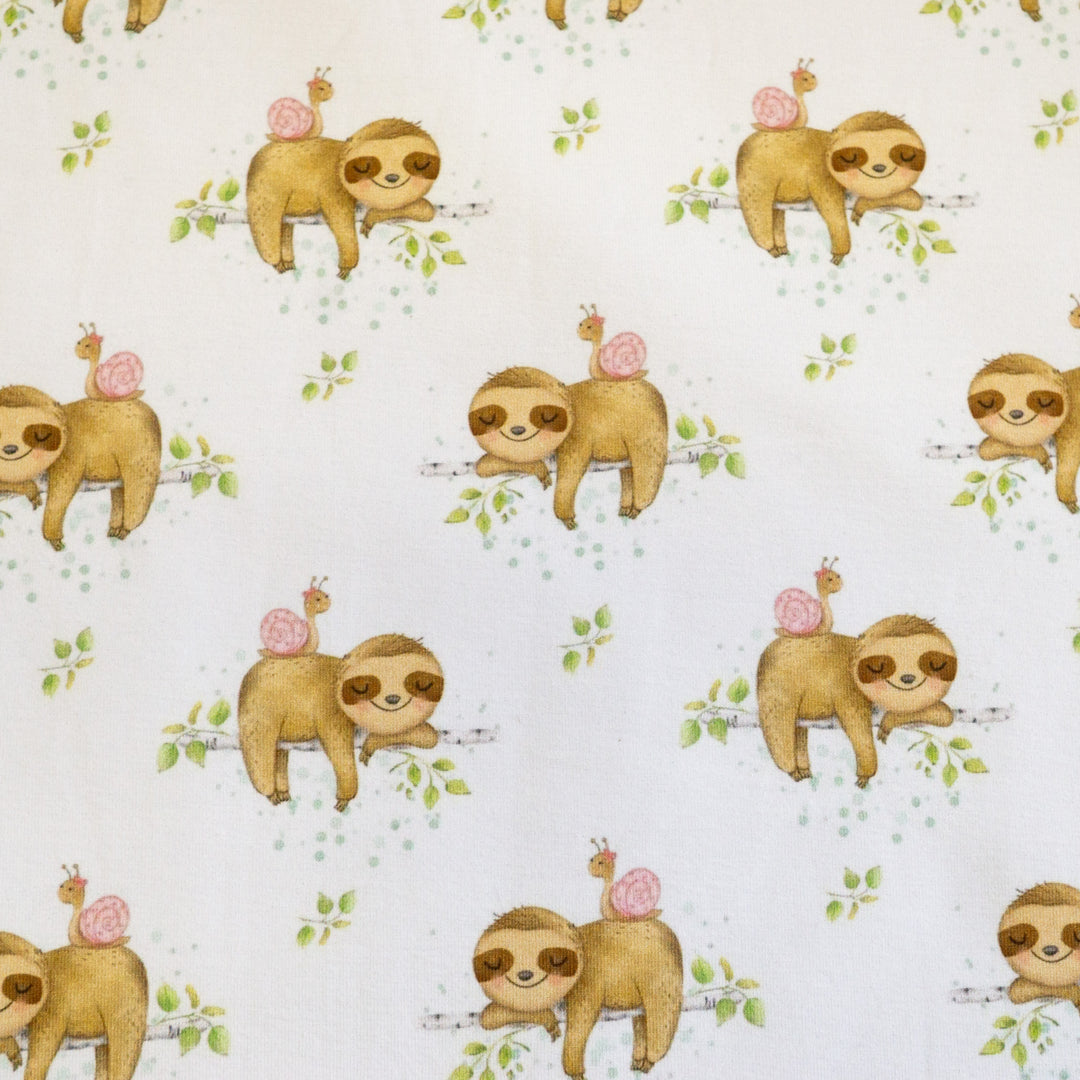 SLEEPY SLOTH & SNAIL (BLUE DOTS) - COTTON SPANDEX