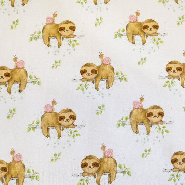 SLEEPY SLOTH & SNAIL (BLUE DOTS) - COTTON SPANDEX