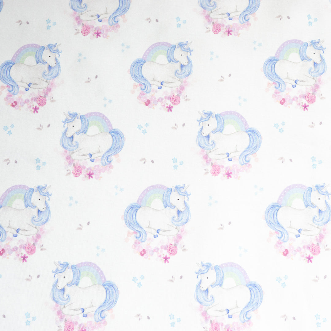 RAINBOW FLORAL UNICORN (BLUE) - COTTON SPANDEX
