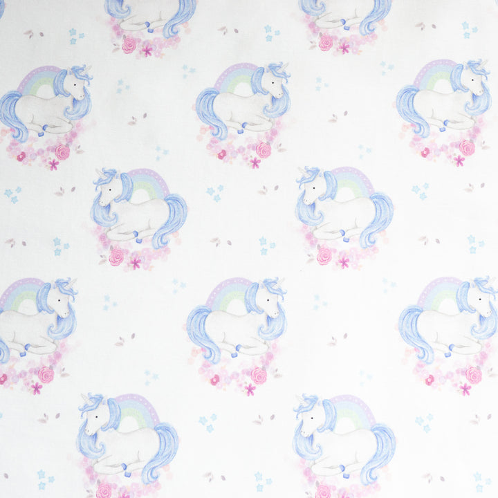 RAINBOW FLORAL UNICORN (BLUE) - COTTON SPANDEX